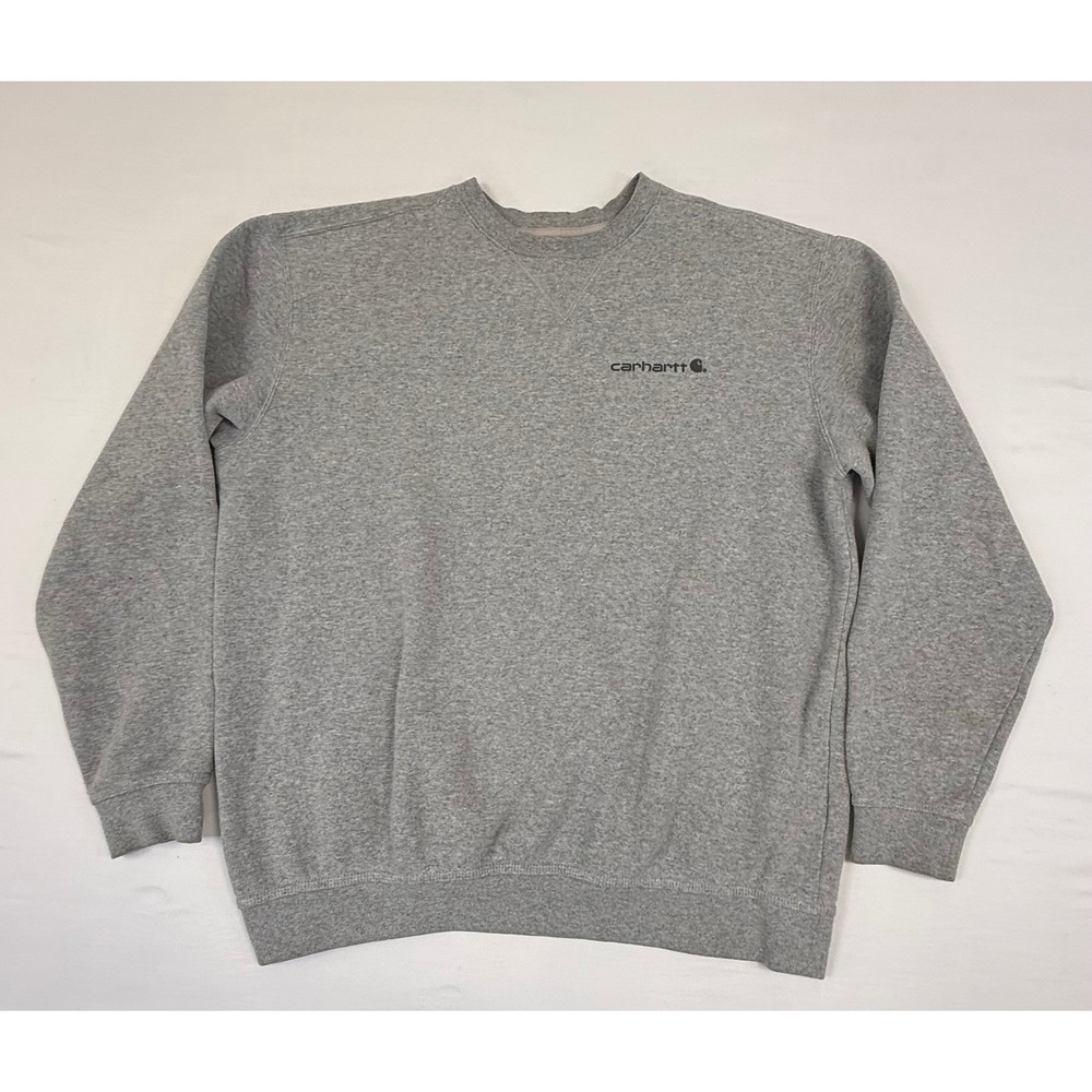 Carhartt Mens Original Fit Crewneck Sweatshirt Heather Gray Logo Size L